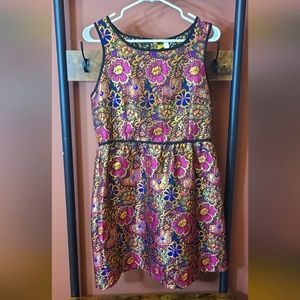 Black, fuschia, and gold lame dress size medium M